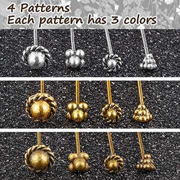 60 Pieces Head Pins for Jewelry Making Flower Beads Ball Pins 2.1 Inch with Clear Box for Jewelry Making Earring Bracelet DIY Accessories, Silver, 3 Colors(Chic Style)