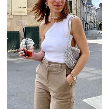 MISSACTIVER One Shoulder Knitted Crop Top for Summer