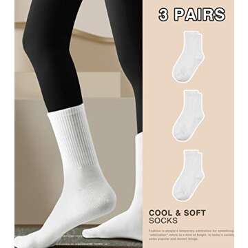 DOKUTOKU 3-12 Pack Womens Crew Socks Size 6-9 LightWeight Thin Casual Calf Socks (2048-3W)