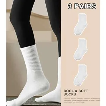DOKUTOKU 3-12 Pack Womens Crew Socks Size 6-9 LightWeight Thin Casual Calf Socks (2048-3W)