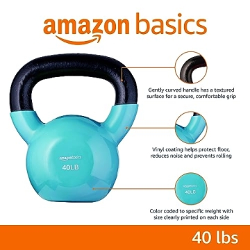 Amazon Basics 40 Pound Vinyl Kettlebell for Strength Training