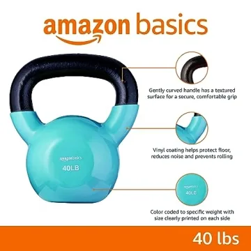 Amazon Basics 40 Pound Vinyl Kettlebell for Strength Training