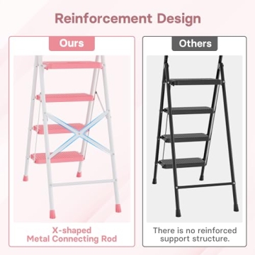 Sturdy BONTEC 4-Step Ladder with Tool Platform - 400lbs Capacity