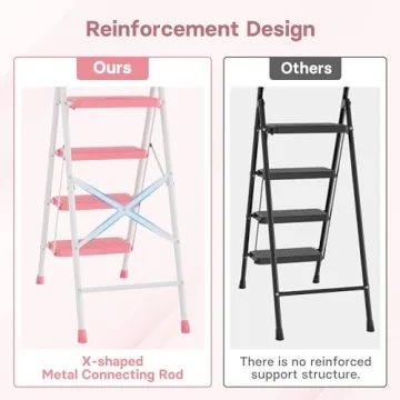 Sturdy BONTEC 4-Step Ladder with Tool Platform - 400lbs Capacity