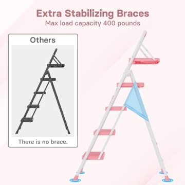 Sturdy BONTEC 4-Step Ladder with Tool Platform - 400lbs Capacity