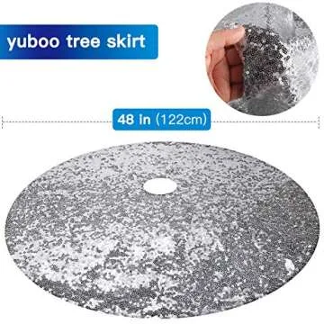 Yuboo 48 Inch Silver Sequin Christmas Tree Skirt