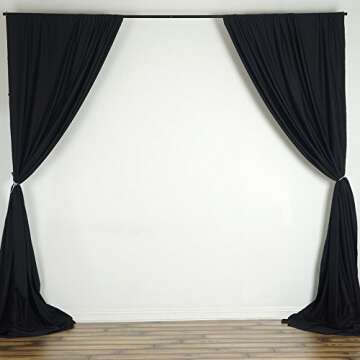 BalsaCircle 10 ft x 10 ft Black Polyester Photography Backdrop Drapes Curtains Panels - Wedding Decorations Home Party Reception Supplies