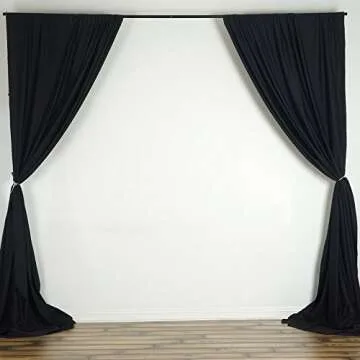 BalsaCircle 10 ft x 10 ft Black Polyester Photography Backdrop Drapes Curtains Panels - Wedding Decorations Home Party Reception Supplies