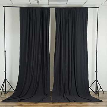 BalsaCircle 10 ft x 10 ft Black Polyester Photography Backdrop Drapes Curtains Panels - Wedding Decorations Home Party Reception Supplies