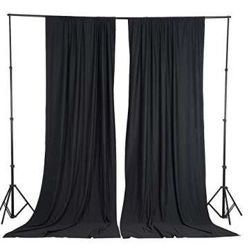 BalsaCircle 10 ft x 10 ft Black Polyester Photography Backdrop Drapes Curtains Panels - Wedding Decorations Home Party Reception Supplies