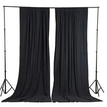 BalsaCircle 10 ft x 10 ft Black Polyester Photography Backdrop Drapes Curtains Panels - Wedding Decorations Home Party Reception Supplies