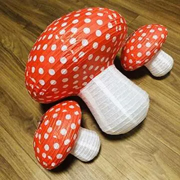 Large Mushroom Paper Lanterns for Birthday Decor