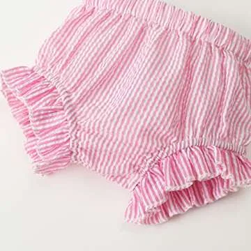 LYSINK Newborn Baby Girl Clothes Stripe Sleeveless Bowknot Tank Top Shorts Set Summer Outfits Cute Baby Clothes Girl 0-18 Months (Pink,12-18 Months)