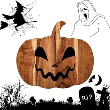 Pumpkin Shaped Wood Cutting Board for Kitchen Decor and Serving