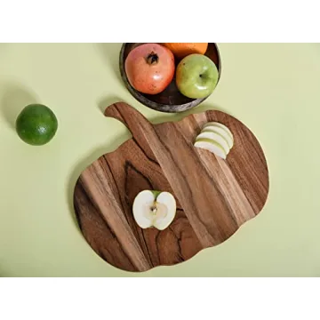 Pumpkin Shaped Wood Cutting Board for Kitchen Decor and Serving