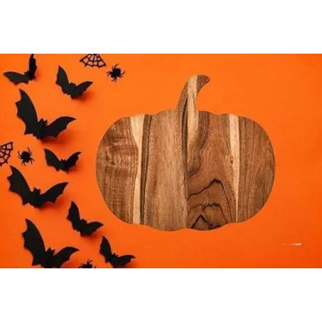 Pumpkin Shaped Wood Cutting Board for Kitchen Decor and Serving