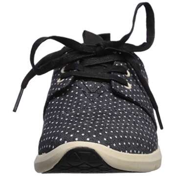 TOMS Women's Del Rey Sneaker, Black Canvas Polka Dot, 8 Medium US