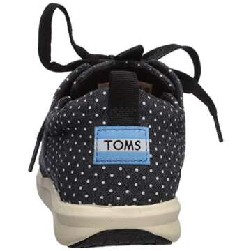 TOMS Women's Del Rey Sneaker, Black Canvas Polka Dot, 8 Medium US