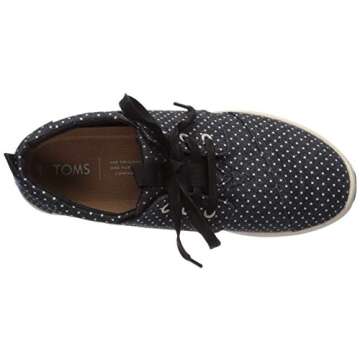 TOMS Women's Del Rey Sneaker, Black Canvas Polka Dot, 8 Medium US