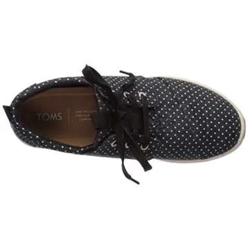 TOMS Women's Del Rey Sneaker, Black Canvas Polka Dot, 8 Medium US