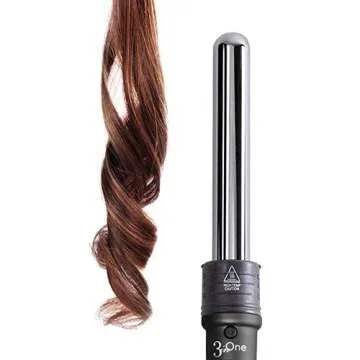 NuMe Titanium 3 in 1 Curling Wand Set 0.75 Inch, 1 Inch and 1.25 Inch Interchangeable Barrels with Heat-Resistant Glove, LCD Digital Display