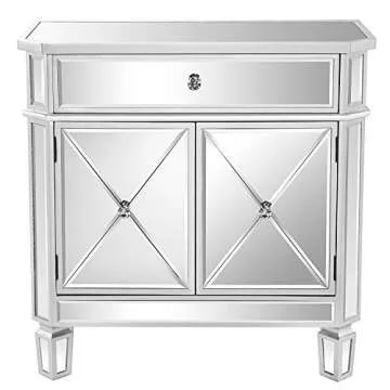 VINGLI Stylish Mirrored Cabinet with Drawer & Doors
