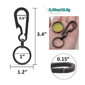 PJYTAC Black Titanium Carabiner Keychain, Quick Release Heavy Duty Key Clip Bottle Opener for Car Keys with Titanium Keyring Gifts for Him
