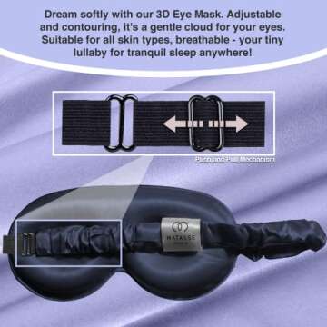 MATASSE Silk Eye Mask - Adjustable, Luxurious 3D Eye Cover