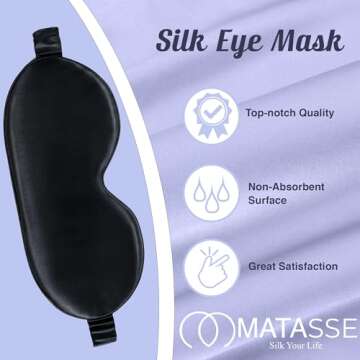 MATASSE Silk Eye Mask - Adjustable, Luxurious 3D Eye Cover