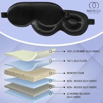 MATASSE Silk Eye Mask - Adjustable, Luxurious 3D Eye Cover