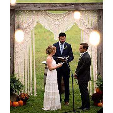 American Knit Christmas Bohemian Macrame Wedding Backdrop Decor Boho Chic Macrame Wall Hanging Style Macrame Tapestry Macrame Curtain & Macrame Arch 185 Cm X 215 Cm