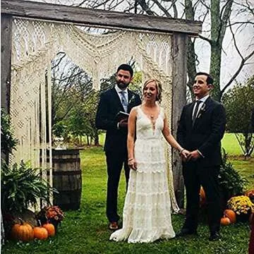 American Knit Christmas Bohemian Macrame Wedding Backdrop Decor Boho Chic Macrame Wall Hanging Style Macrame Tapestry Macrame Curtain & Macrame Arch 185 Cm X 215 Cm