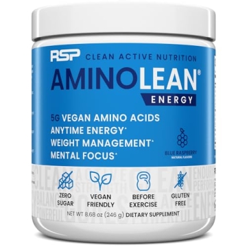RSP NUTRITION AminoLean Pre Workout Powder - Natural Caffeine, Vegan BCAAs for Energy & Weight Manag...