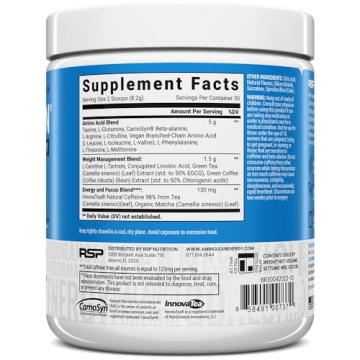 AminoLean Pre Workout Powder for Energy and Weight Management