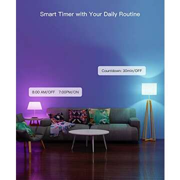 TREATLIFE Smart Light Bulbs 2 Pack, Music Sync Color Changing Light Bulbs, Works with Alexa, Google Assistant, A19 E26 9W 800 Lumen LED Dimmable Smart Bulb, for Party Decoration, Smart Home Lighting