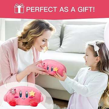 JUTOROSY Cute Pink Pencil Case, Cartoon Makeup Bag with Acrylic Badge, Pencil Pouch, Kawaii Stationery, Storage Pouch, Stationery Bag, Cosmetic Bag Gift For Teen Girls and Women