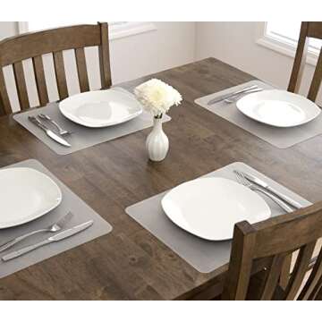 GASARÉ, Placemats Set of 4, Silicone Placemats, Table Mats, Non-Slip, Easy to Clean, Heat Resistant, Flexible, 20% Thicker, 16 x 12 inches x 1.1mm, Semi-Transparent