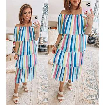 Colorful Off The Shoulder Summer Maxi Dress