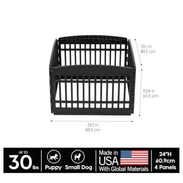 IRIS USA 24" Dog Playpen, 4-Panel Pet Playpen, Puppy Playpen, Indoor/Outdoor Dog Pen, 35 x 35 x 24, ...