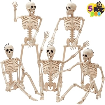 JOYIN 5 PCS Posable Halloween Skeletons - Perfect Graveyard Decorations & Party Favors