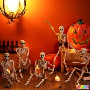 JOYIN 5 PCS Halloween Skeletons - Posable and Spooky Decor