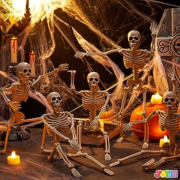 JOYIN 5 PCS Halloween Skeletons - Posable and Spooky Decor