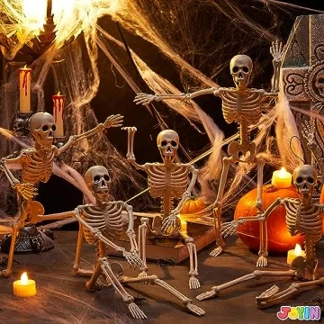 JOYIN 5 PCS Halloween Skeletons - Posable and Spooky Decor