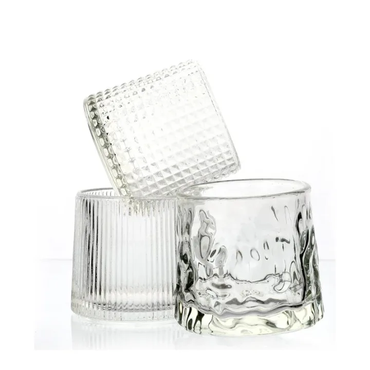 لیوان چرخشی بلوری مدل پیچ‌خورده – شفاف و مناسب پذیرایی ۷ سانتی (تکی/۶تایی)