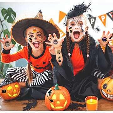 54 PCS Halloween Tattoos for Kids, 294 Patterns Halloween Temporary Tattoos Goodie Bag Stuffers for Halloween Party Favors, Trick or Treat Gifts Pumpkin Skeleton Ghost Tattoos Stickers