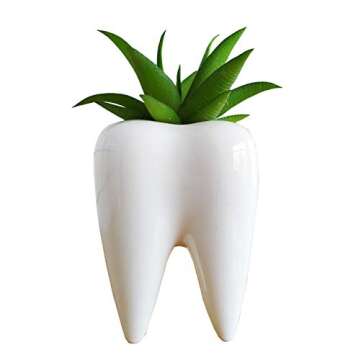Cute Tooth Shaped Ceramic Succulent Cactus Flower Pot (Plants Not Included) (1)