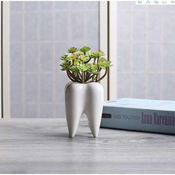 Cute Tooth Shaped Ceramic Succulent Cactus Flower Pot (Plants Not Included) (1)