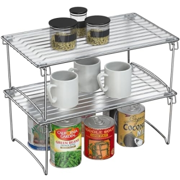 Deco Brothers Stackable Cabinet Shelf Organizer, Chrome