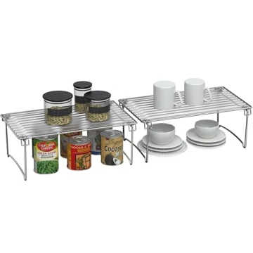 Deco Brothers Stackable Cabinet Shelf Organizer, Chrome