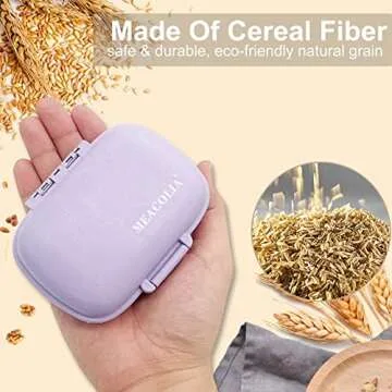 MEACOLIA 2 Pack 8 Compartments Travel Pill Organizer Box Moisture Proof Small Pill Case for Pocket Purse Daily Pill Holder Container for Medicine Vitamin (Purple & Pink)